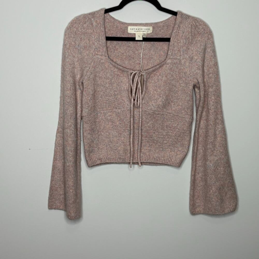 Saltwater Luxe Jayne Cropped Bell Sleeves Key Hole Sweater Womens Size Small